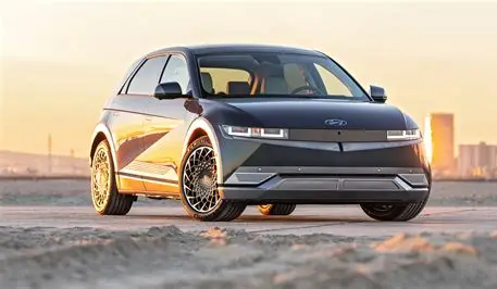 Hyundai Ioniq 5 electric car at sunset